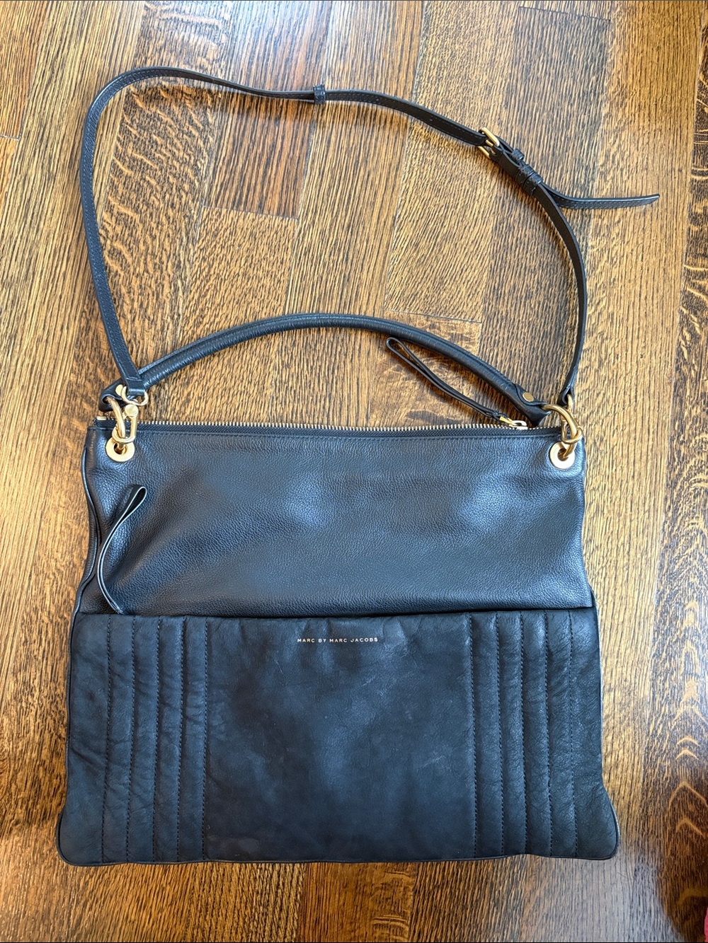 Marc by Marc Jacobs Black Leather & Suede Quilted Crossbody Bag